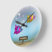 Aquarium Fish Bowl Round - gepersonaliseerde wandk Ronde Klok (Hoek)