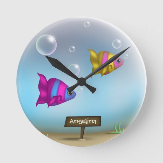 Aquarium Fish Bowl Round - gepersonaliseerde wandk Ronde Klok (Voorkant)