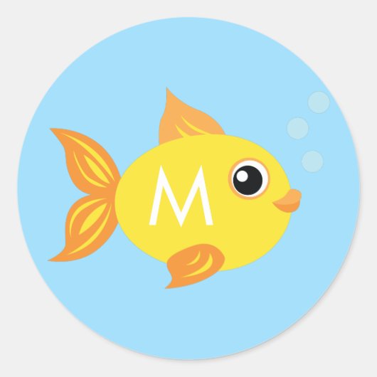 Aquarium Fish Cute Kid Name Envelope Seal Stickers (Voorkant)
