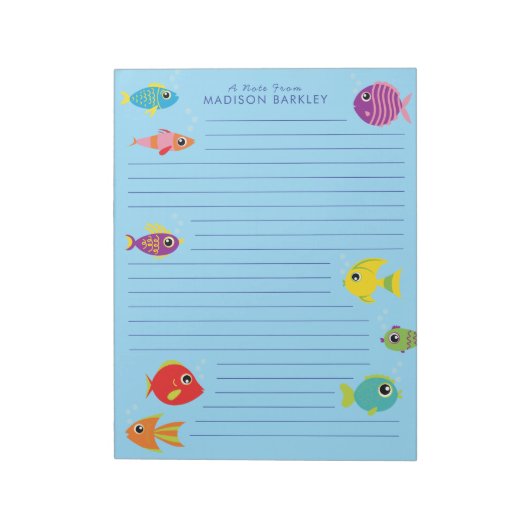 Aquarium Fish Cute Kind Briefpapier Notitieblok (Linkerzijde)