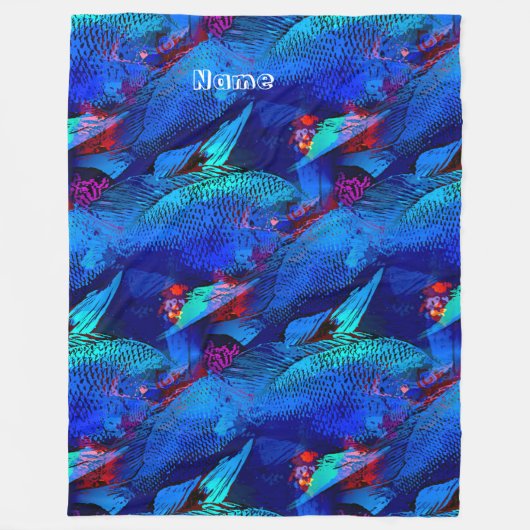 Aquarium Fish Playful Pattern in Aqua Vivid Blue Fleece Deken (Voorkant)
