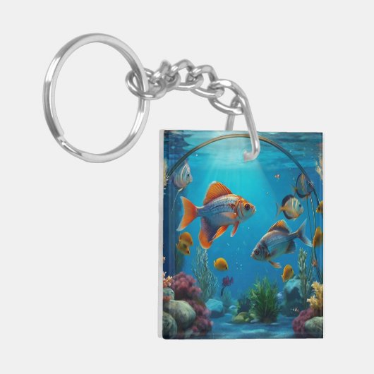 Aquarium Fish Tank Sleutelhanger (Voorkant Links)