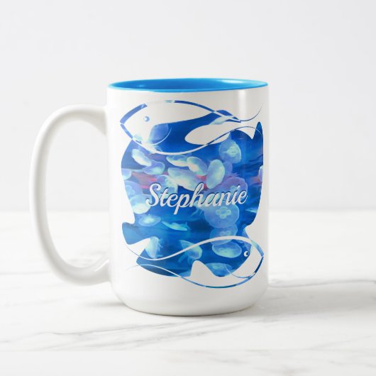 Aquarium kwallen 0925 tweekleurige koffiemok (Links)