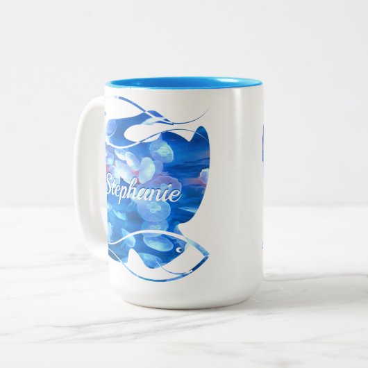 Aquarium kwallen 0925 tweekleurige koffiemok (Voorkant links)