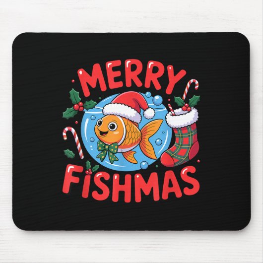 Aquarium Lover Trocal Fiank Christmas Merry Fishma Muismat (Voorkant)
