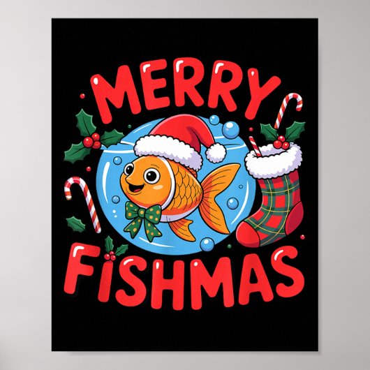 Aquarium Lover Trocal Fiank Christmas Merry Fishma Poster (Voorkant)