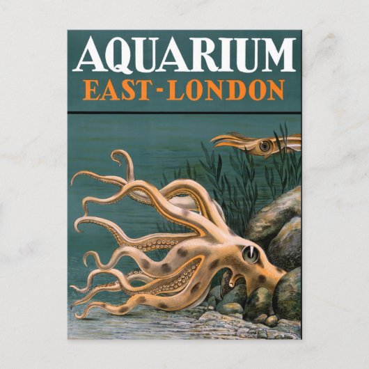 Aquarium Octopus Vintage Poster teruggezet Briefkaart (Voorkant)