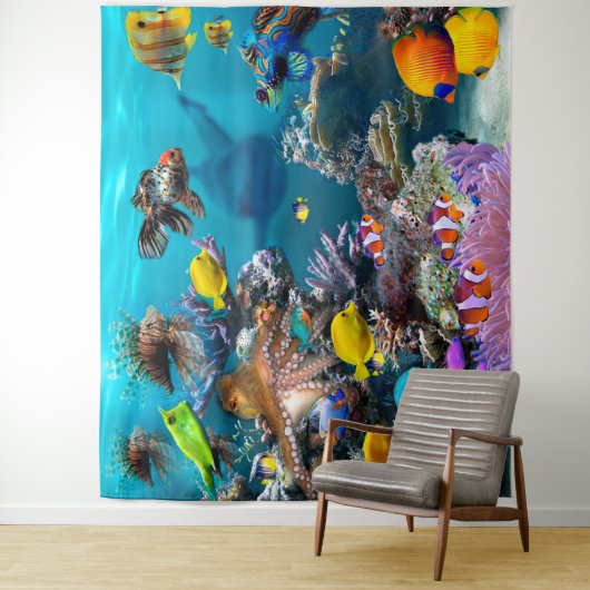 Aquarium onderwater Scene Fish met haai  Wandkleed (In situ)