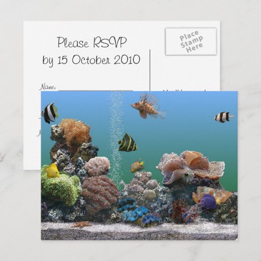 Aquarium RSVP Uitnodiging Briefkaart (Voorkant / Achterkant)