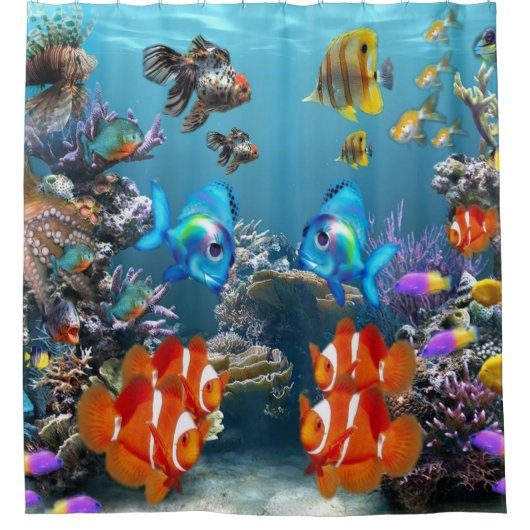 Aquarium Sealife Style Douchegordijn (Voorkant)