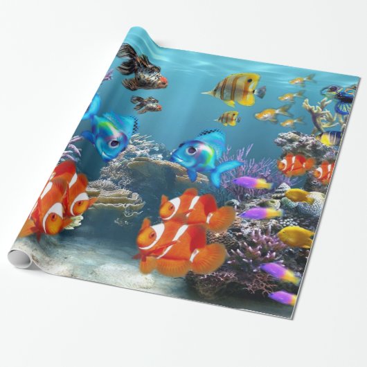 Aquarium-stijl Cadeaupapier (Uitgerold)