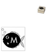 Aquarium Vis Leuk Kind Monogram Initiaal Rubberstempel (Gestempeld)