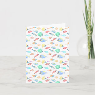 Aquarium - waterkleurig vispatroon - notitiekaartje