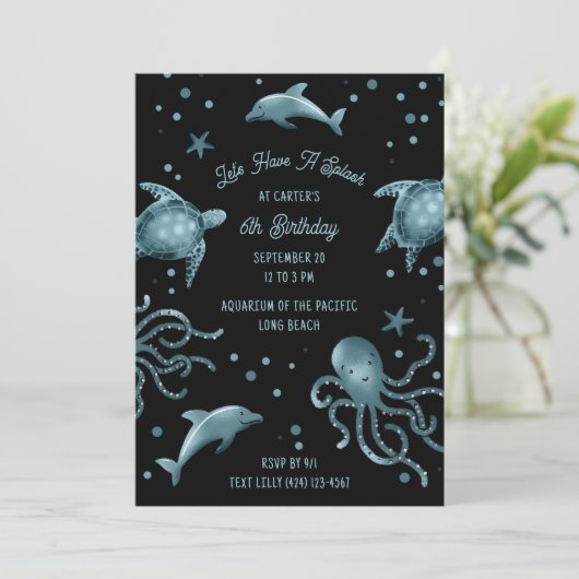 Aquarium Zee Life Kinder Oceaan Verjaardagsfeest Kaart (Staand voorkant)