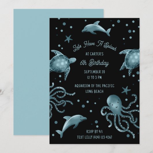 Aquarium Zee Life Kinder Oceaan Verjaardagsfeest Kaart (Voorkant / Achterkant)