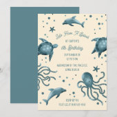 Aquarium Zeedieren Kinderen Oceaan Verjaardagsfees Kaart (Voorkant / Achterkant)