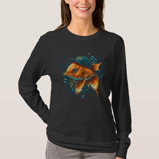 Aquariumvis met honkbalpet t-shirt (Voorkant)