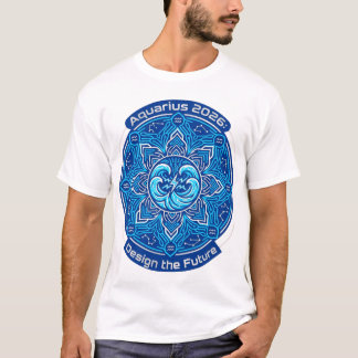 Aquarius 2026 Zodiac Mandala | Futuristic Astrolog T-shirt