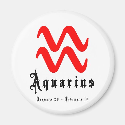 Aquarius, 20 januari - 18 februari magneet (Voorkant)