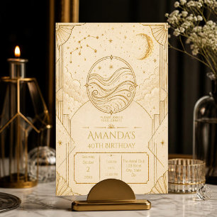 Aquarius 40e verjaardagsuitnodiging Champagne Go Kaart