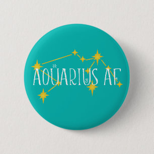 AQUARIUS AF w constellatiesymbolen Uranus & sign Ronde Button 5,7 Cm