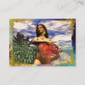 AQUARIUS, aqua blauw, groen, geel goudsparken Visitekaartje (Achterkant)