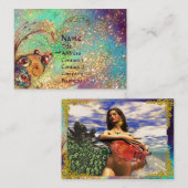 AQUARIUS, aqua blauw, groen, geel goudsparken Visitekaartje (Voorkant / Achterkant)