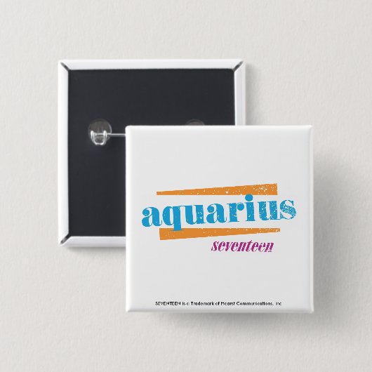 Aquarius Aqua Vierkante Button 5,1 Cm (Voorkant /achterkant)