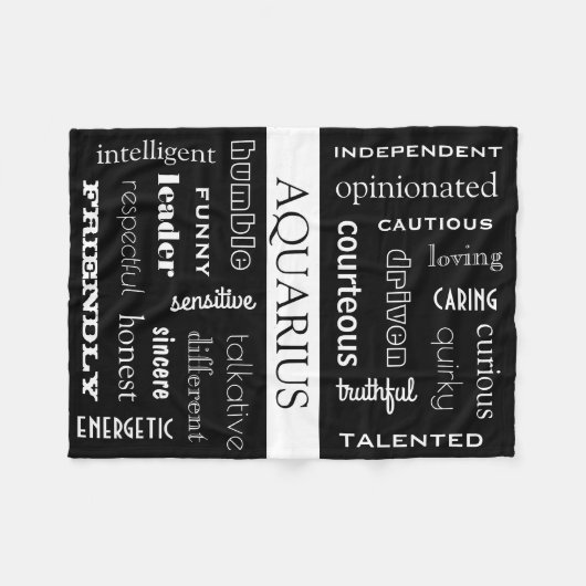 Aquarius Astrological Fleece Deken (Voorkant (Horizontaal))