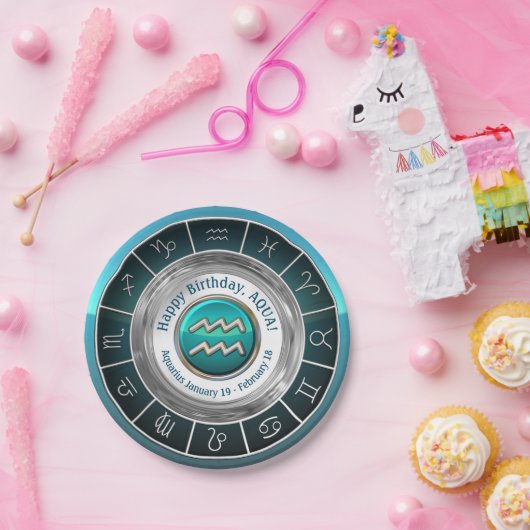 Aquarius Astrological Sign Paper Borden Papieren Bordje (Feest)