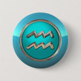 Aquarius Astrological Sign Ronde Button 5,7 Cm