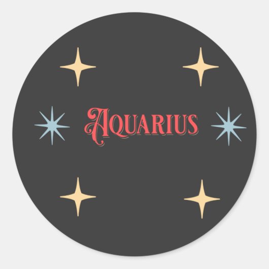 Aquarius Astrological Sign Ronde Sticker (Voorkant)