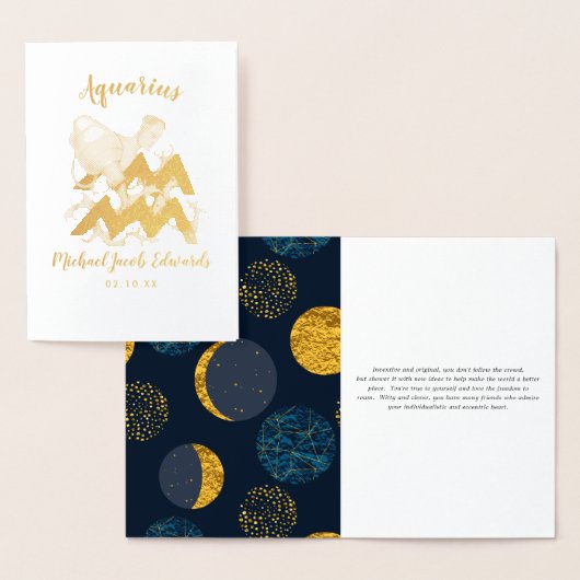 Aquarius Astrologie | Gepersonaliseerde Sterrenbee Folie Kaarten (Display)