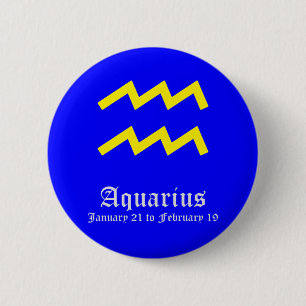 AQUARIUS ASTROLOGISCH TEKEN, SYMBOOL ZODIAC RONDE BUTTON 5,7 CM