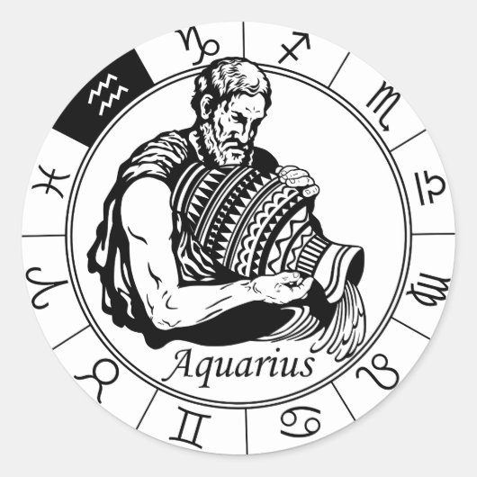 aquarius astrologisch zodiale teken ronde sticker (Voorkant)