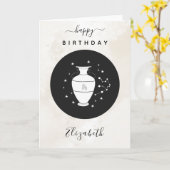 Aquarius Astrology Sign Horoscope Elegant Birthday Kaart (Gele Bloem)