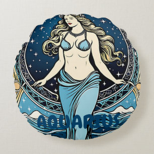 Aquarius Astrology Sign. Rond Kussen