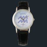 Aquarius Astrology Sign Speciaal Paars Horloge<br><div class="desc">Dit ,  gepersonaliseerde paarse en lavender Astrology-horloge toont je astrologische teken van de Zodiac in een mooie glans zoals de constellaties. Pas dit schattige geschenk van de horloge met jouw naam in mooi krullend manuscript voor iemand met een late verjaardag van Januari of vroege Februari aan.</div>