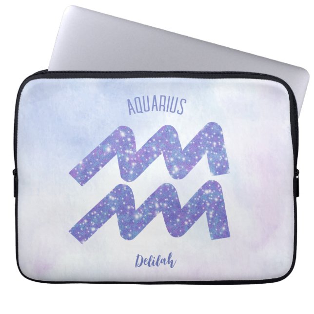  Aquarius Astrology Sign Speciaal Paars Laptop Sleeve (Voorkant)