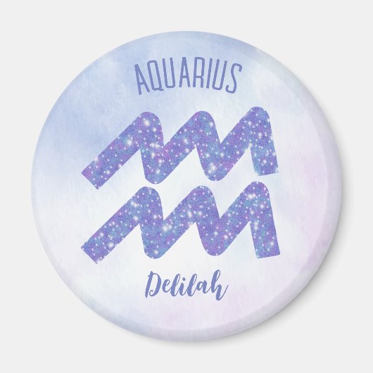  Aquarius Astrology Sign Speciaal Paars Magneet (Voorkant)