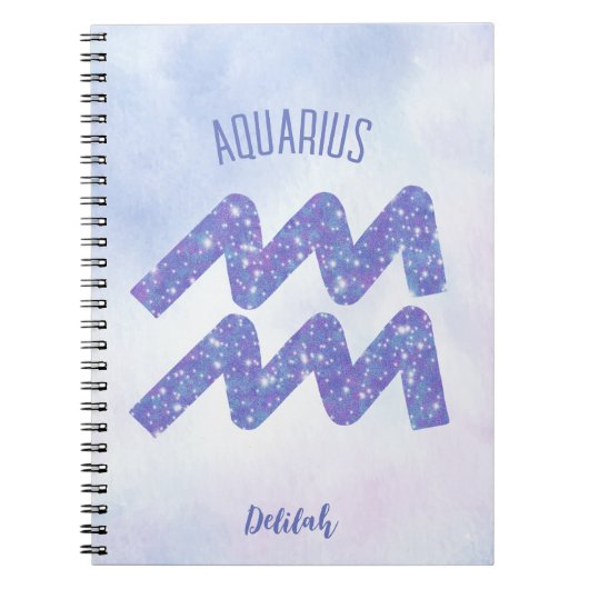  Aquarius Astrology Sign Speciaal Paars Notitieboek (Voorkant)