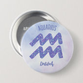  Aquarius Astrology Sign Speciaal Paars Ronde Button 7,6 Cm (Voorkant /achterkant)