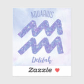  Aquarius Astrology Sign Speciaal Paars Sticker (Vel)