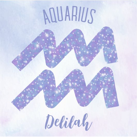  Aquarius Astrology Sign Speciaal Paars Sticker (Voorkant)