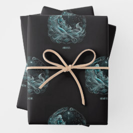Aquarius Astrology Star Design Wrapping Paper