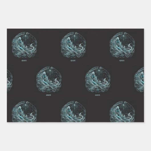 Aquarius Astrology Star Design Wrapping Paper (Voorkant)