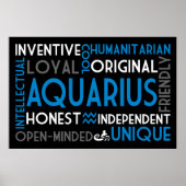 Aquarius Astrology Word Collage Print (Voorkant)