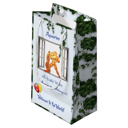 Aquarius Baby (jan 20 - feb 18) Waterdrager Klein Cadeauzakje (Voorkant Gekanteld)
