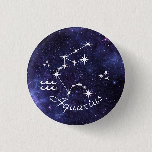 Aquarius Badge, Zodiac Horoscope Badge Ronde Button 3,2 Cm (Voorkant)