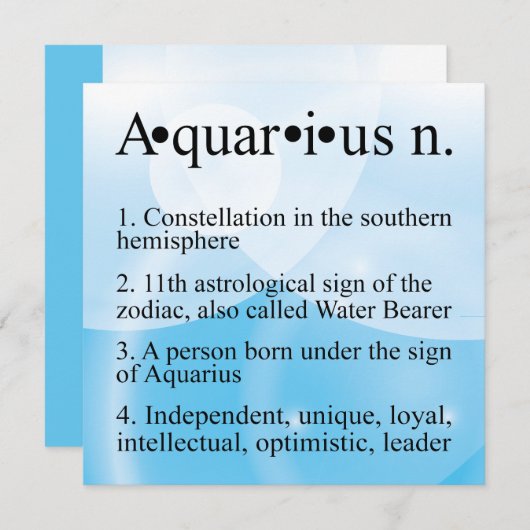 Aquarius Birthday Uitnodiging of geboorteaankondig (Voorkant / Achterkant)